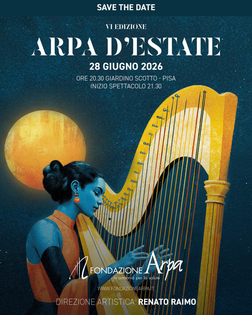 Locandina Arpa d'Estate 2026, VI edizione, 28 giugno 2026 al Giardino Scotto di Pisa