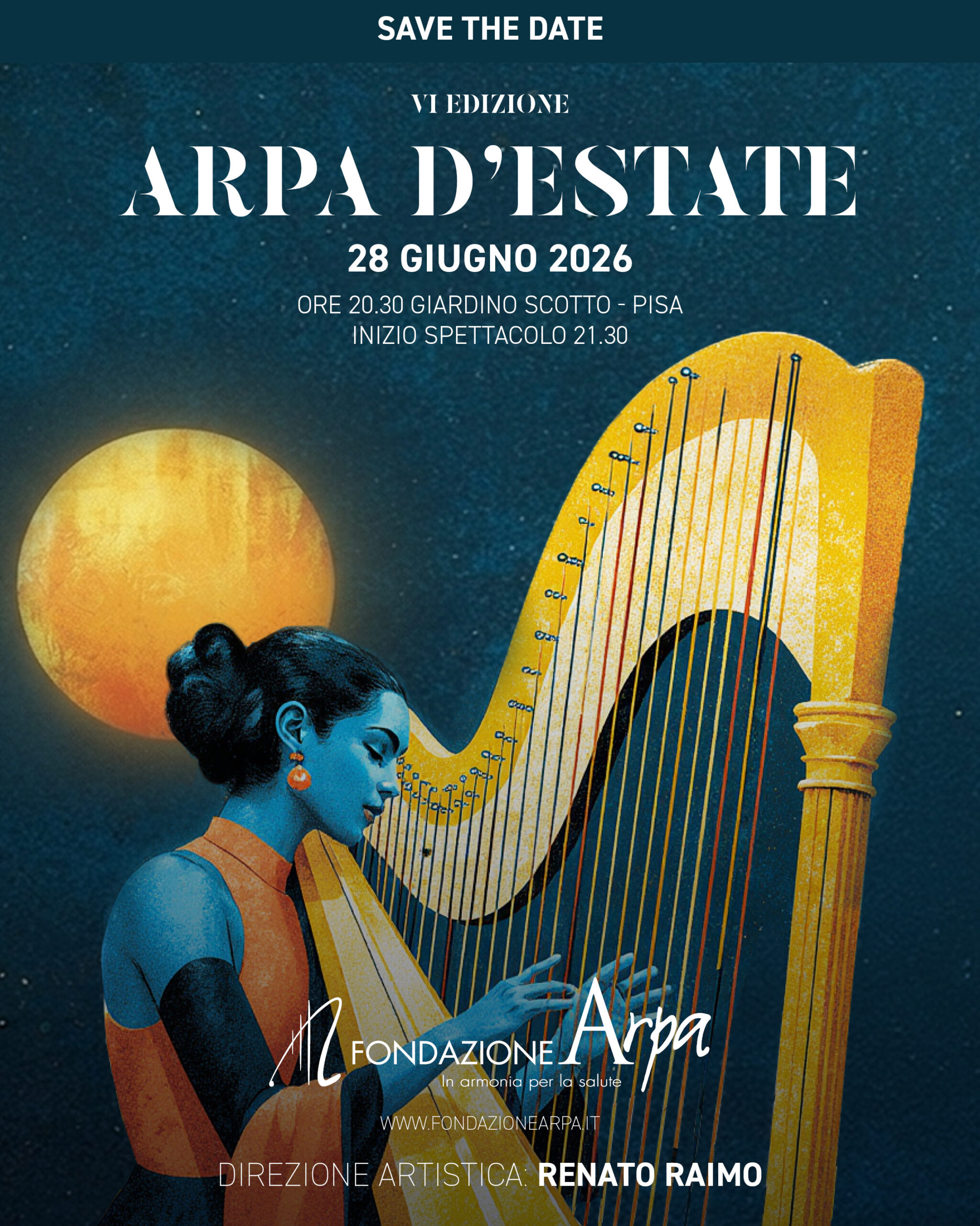 Locandina Arpa d'Estate 2026, VI edizione, 28 giugno 2026 al Giardino Scotto di Pisa